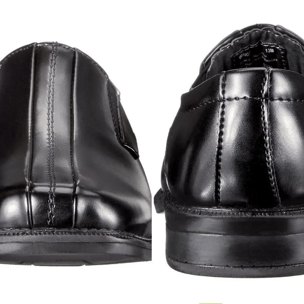 🔥Deer Stags Black Wings Slip-on Dress Shoes Youth Size 4.5